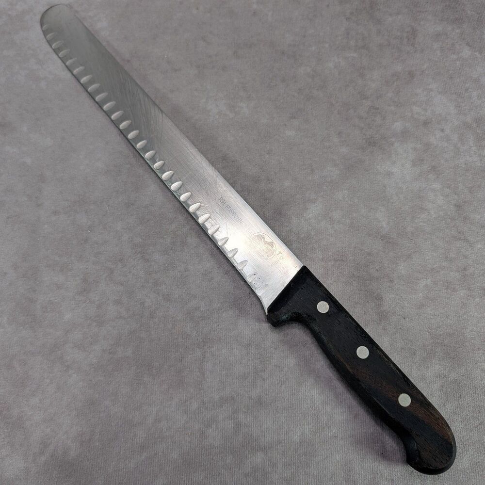 Vintage Forschner Victorinox 12" Granton Edge Slicer Knife Rosewood Swiss